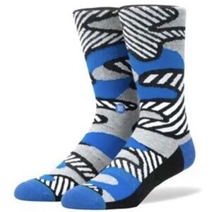 Stance Men's Crew Socks Chandler Parsons “Striped Camo” Abstract Blue and Black